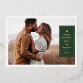 Foil Rustic Tree Woodgrain Christmas Photo Card Folie Uitnodiging (Voorkant)