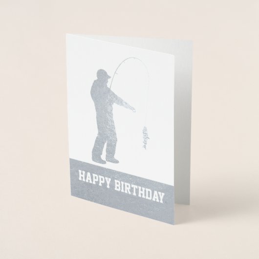 Foil Vist Happy Birthday-kaart Folie Kaarten (Voorkant)