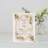 Foil Wedding Brown and beige Invitation Folie Uitnodiging Briefkaart (Staand Voorkant)
