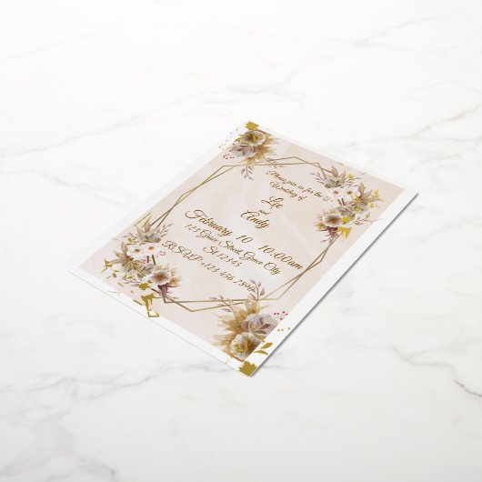 Foil Wedding Brown and beige Invitation Folie Uitnodiging Briefkaart (Gedraaid)