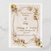Foil Wedding Brown and beige Invitation Folie Uitnodiging Briefkaart (Voorkant)