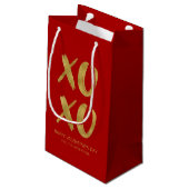 Foil XOXO Valentijn Gift Bag, geborsteld goud Klein Cadeauzakje (Achterkant Gekanteld)
