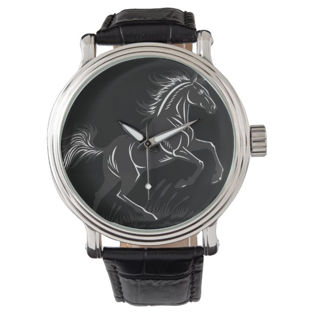 Fokken paard silhouet horloge (Voorkant)