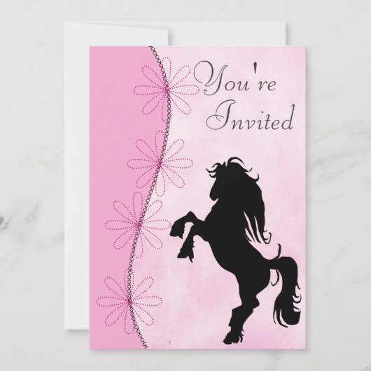 Fokken Silhouette Horse Verjaardag Uitnodiging (Voorkant)