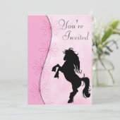 Fokken Silhouette Horse Verjaardag Uitnodiging (Staand voorkant)