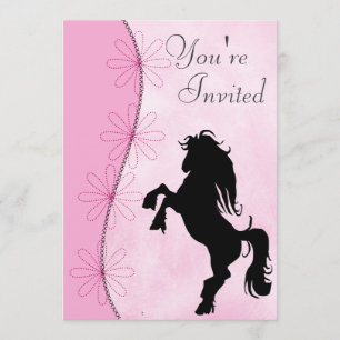 Fokken Silhouette Horse Verjaardag Uitnodiging