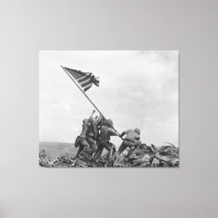 Fokken van Amerikaanse vlag op Iwo Jima (1945) Canvas Afdruk