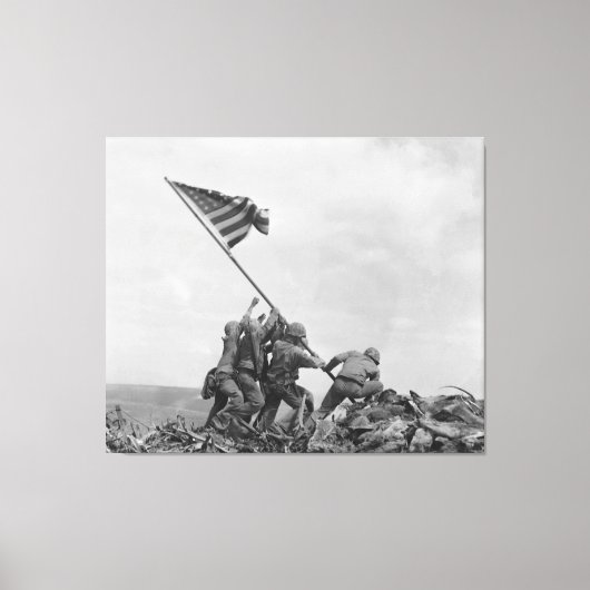 Fokken van Amerikaanse vlag op Iwo Jima (1945) Canvas Afdruk (Voorkant)