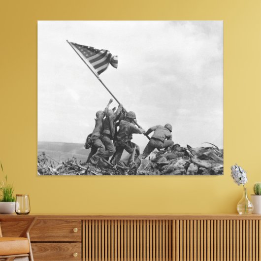 Fokken van Amerikaanse vlag op Iwo Jima (1945) Canvas Afdruk (Insitu (Woonkamer))