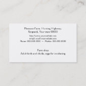 Fokken van fazant boerderij  visitekaartje (Achterkant)