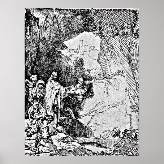 Fokken van Lazarus Rembrandt Engraving Poster (Voorkant)
