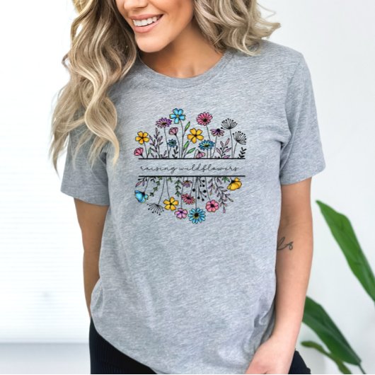 Fokken van wilde bloemen Verkleurde Floral Mam/Moe T-shirt
