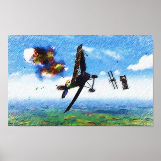 Fokker D.VII shotdown by Nieuport 28.C1 Poster (Voorkant)