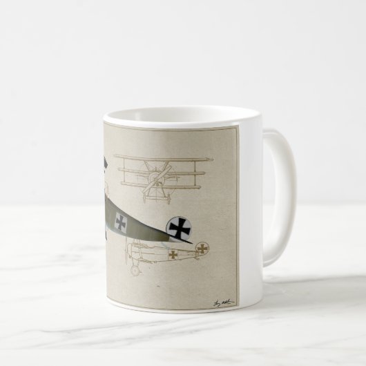 Fokker DR 1 Fighter WWI Coffee Mok (Voorkant rechts)