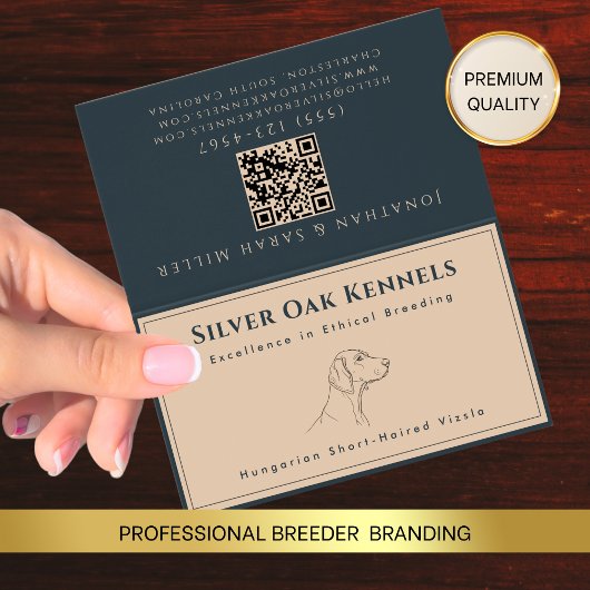 Fokker QR Code Terracotta & Houtskool Kennel Visitekaartje