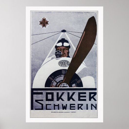 Fokker Schwerin WW1 Aviation Poster - large (Voorkant)