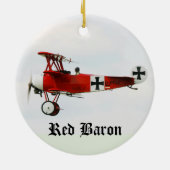 Fokker Triplane van Red Baron uit de Eerste Wereld Keramisch Ornament (Achterkant)