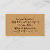 Fokkerij en opleiding van sphynx-katten visitekaartje (Achterkant)