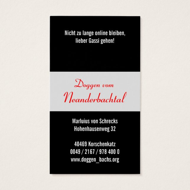 Fokkerij van honden visitekaartjes (Achterkant)
