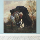 Fokkers die jagen met de Duitse horthaasboomstamme Canvas Afdruk (Insitu (Houten vloer))