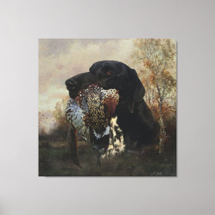 Fokkers die jagen met de Duitse horthaasboomstamme Canvas Afdruk