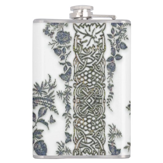 Fokmiddelen in bloemen heupfles (Achterkant)