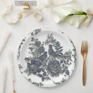 Fokmiddelen in bloemen papieren bordje