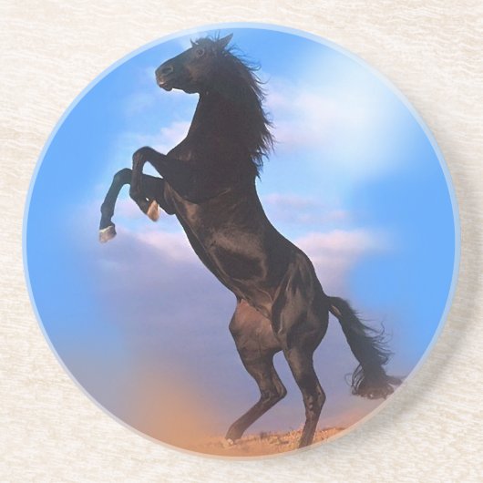 fokpaard zandsteen onderzetter (Voorkant)