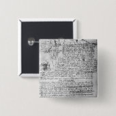 Fol.145v-b, pagina van Da Vinci's notebook Vierkante Button 5,1 Cm (Voorkant /achterkant)