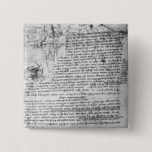 Fol.145v-b, pagina van Da Vinci's notebook Vierkante Button 5,1 Cm (Voorkant)
