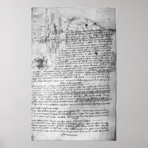 Fol.145v-b, pagina van het notitieboek van Da Vinc Poster