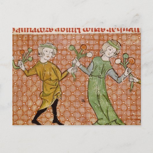Fol.215v De Temptation: een dansende paar Briefkaart (Voorkant)
