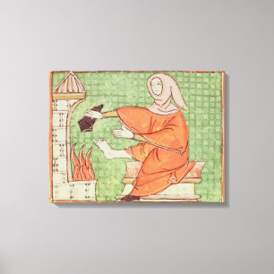 Fol.58r februari: Warming door brand Canvas Afdruk