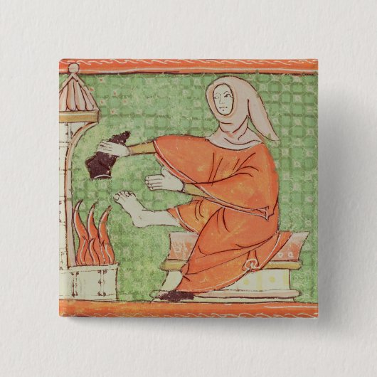 Fol.58r februari: Warming door brand Vierkante Button 5,1 Cm (Voorkant)