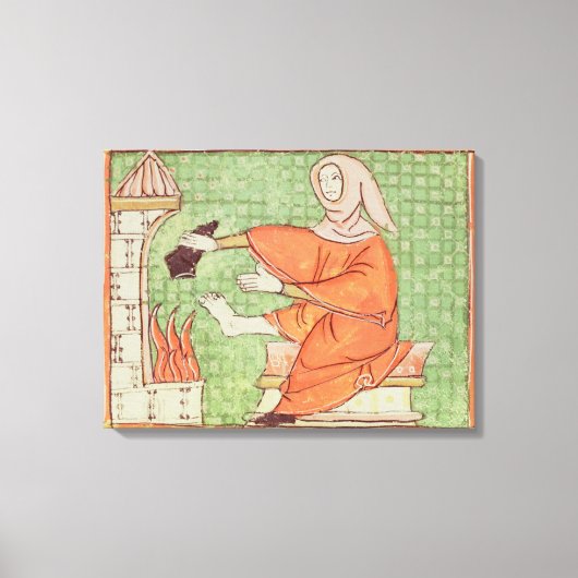 Fol.58r Februari: Warming door de Vuur Canvas Afdruk (Voorkant)