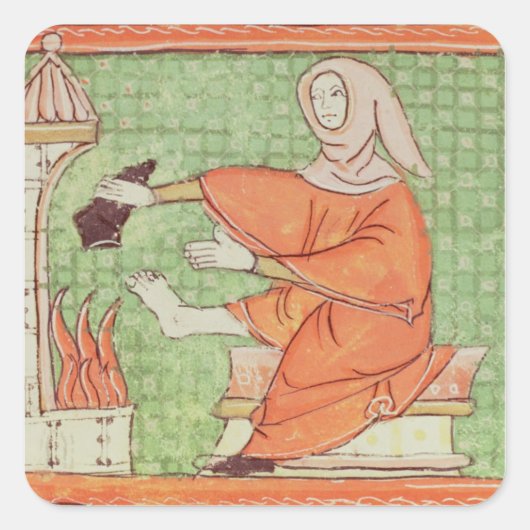 Fol.58r Februari: Warming door de Vuur Vierkante Sticker (Voorkant)