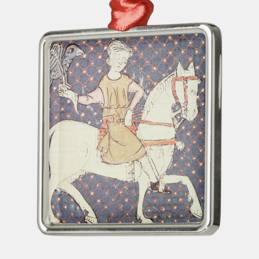 Fol.58v mei: Falconry Metalen Ornament (Links)