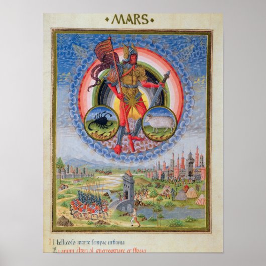 Fol.7v The Planet Mars, uit 'De Sphaera', 1470 Poster (Voorkant)