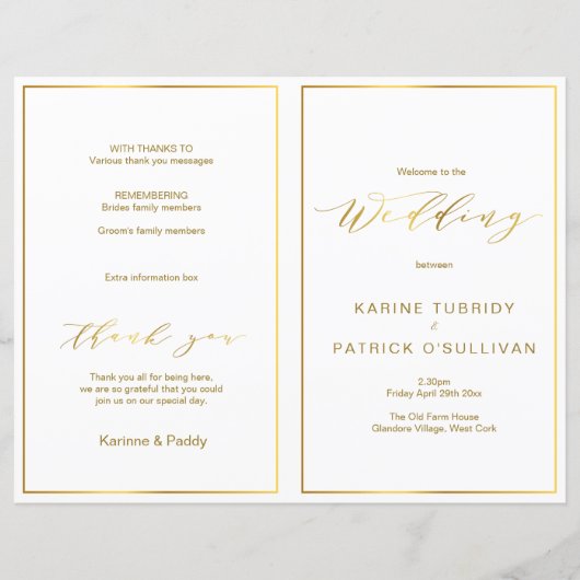 Folbaar goudtrouwprogramma met chic font (Voorkant)