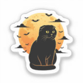 Fold & Full Moon - Schotse Vouw Kat Halloween Sticker (Voorkant)
