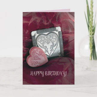 Fold Pink Greeting Card BIRTHDAY hearts add name! Kaart