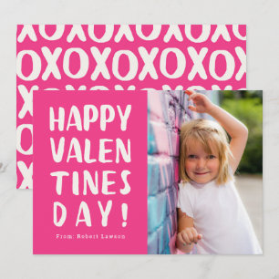 Fold Pink Happy Valentines Day Photo Card