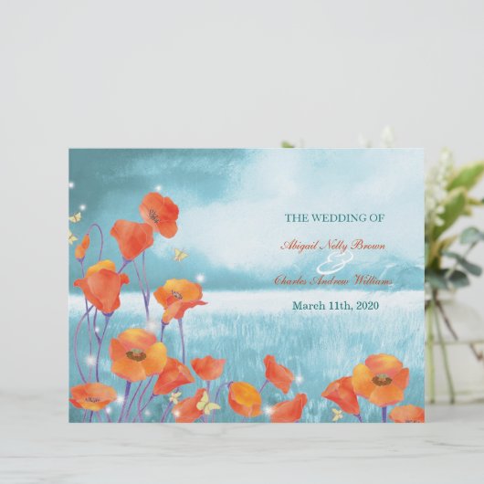 Fold Program voor Elegant Poppy Field Wedding Bi (Staand voorkant)
