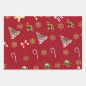 Fold Red Green Gold kerstsieraden Inpakpapier Vel (Voorkant 2)