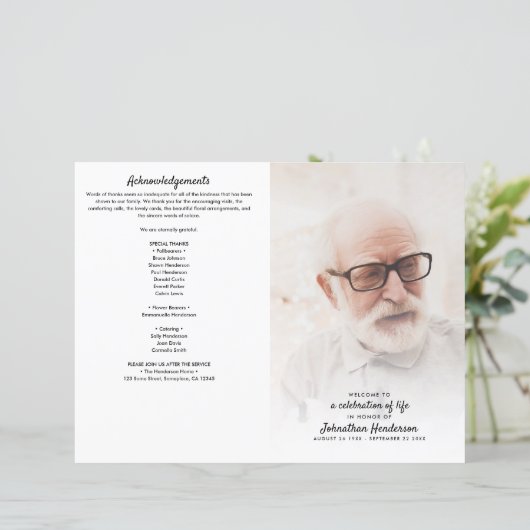 Foldable 3-Photo Celebration of Life Programme (Staand voorkant)