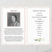 Foldable memorial Programme, greenery & roos gold Flyer (Achterkant)