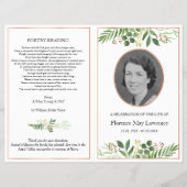 Foldable memorial Programme, greenery & roos gold Flyer (Voorkant)