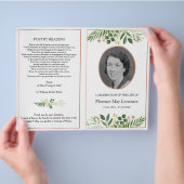 Foldable memorial Programme, greenery & roos gold Flyer (Hand)