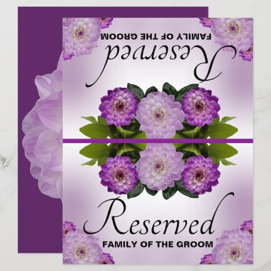 Foldable Wedding Reserved Dahlia Paarse Floral (Voorkant / Achterkant)