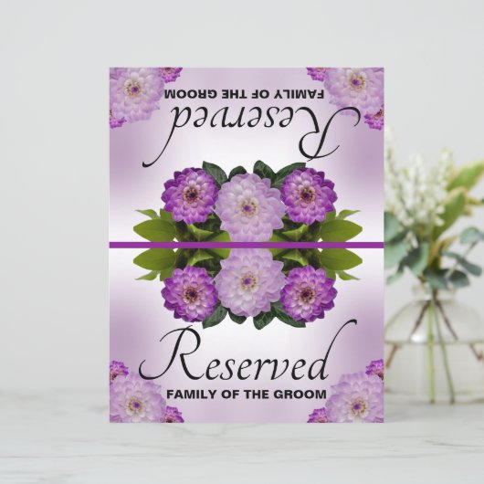Foldable Wedding Reserved Dahlia Paarse Floral (Staand voorkant)